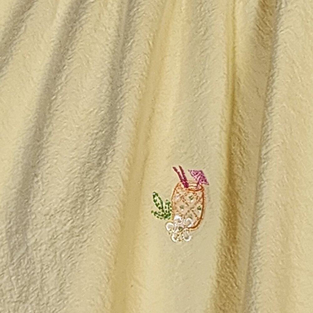 Alfred Dunner Yellow Umbrella Drink Embroidery Cotton Elastic Waist Pant Size 16 - Picture 13 of 16